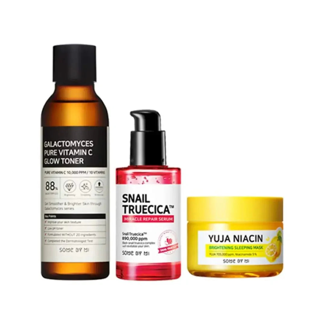 some by mi Galactomyces Pure C Vita Glow Toner + Snail Truecica Miracle Serum + Yuja Niacin Brightening Sleeping Glam Secret