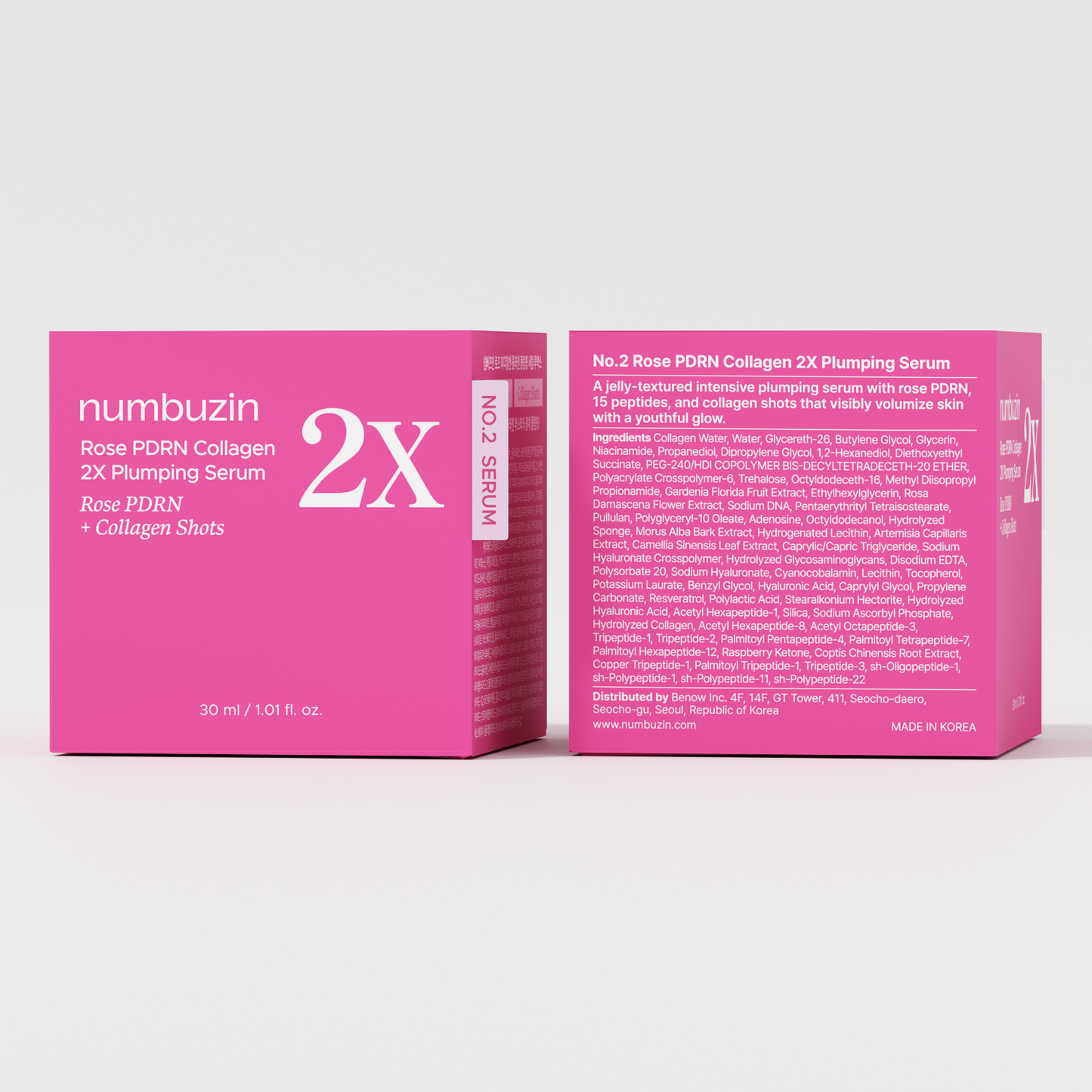 Numbuzin No.2 Rose PDRN Collagen 2X Plumping Serum + Collagen Shot 30ml