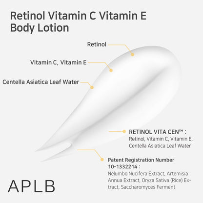 APLB Retinol Vitamin C Vitamin E Body Lotion 300ml - Glam Secret