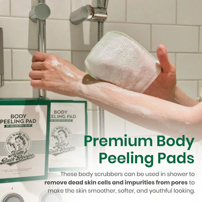 Mom's Bath Recipe Body Peeling Pad Original, All in One Bubble Body Wash & Scrub Gloves with Honey & Yogurt, Exfoliating Mitts for Dead Skin Cells, Skin Retexturizing Pads - 8 Sheets - Glam Secret