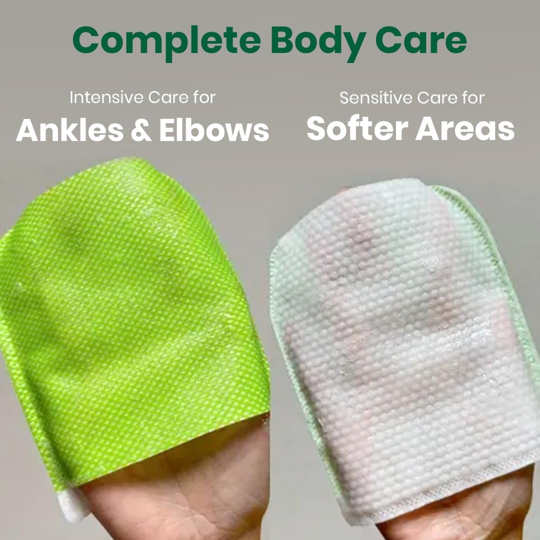 Mom's Bath Recipe Body Peeling Pad Original, All in One Bubble Body Wash & Scrub Gloves with Honey & Yogurt, Exfoliating Mitts for Dead Skin Cells, Skin Retexturizing Pads - 8 Sheets - Glam Secret