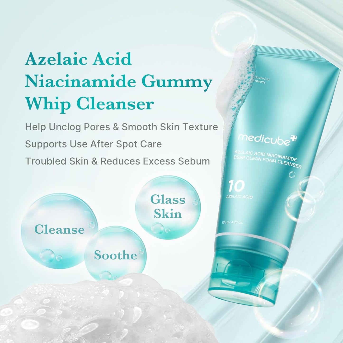 Medicube - Azelaic Acid Niacinamide Deep Clean Foam Cleanser 120g
