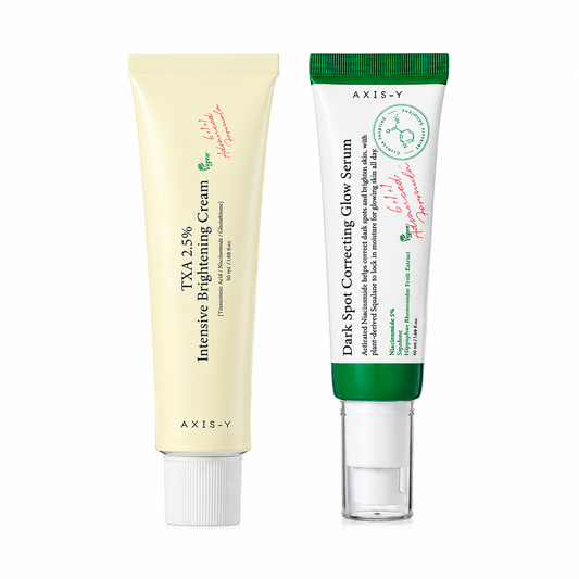 AXIS-Y Dark Spot Correcting Glow Serum and TXA Intensive Brightening Cream Korean skincare set for glowing skin in UAE glam secret