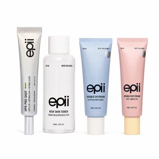 EPII The New Skin Protocol Set with toner, retinol shot and double up creams at Glam Secret UAE