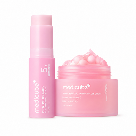 Medicube PDRN Pink Collagen Glow Duo with capsule cream and multi balm