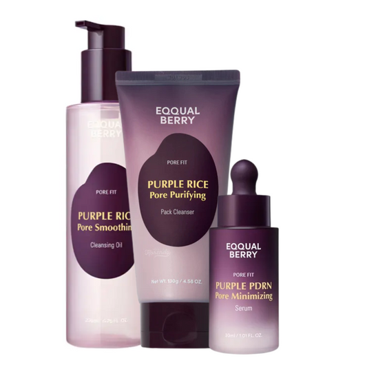 EQQUALBERRY Purple Rice Pore Smoothing Cleansing Oil, Cleanser and Serum - Glam Secret