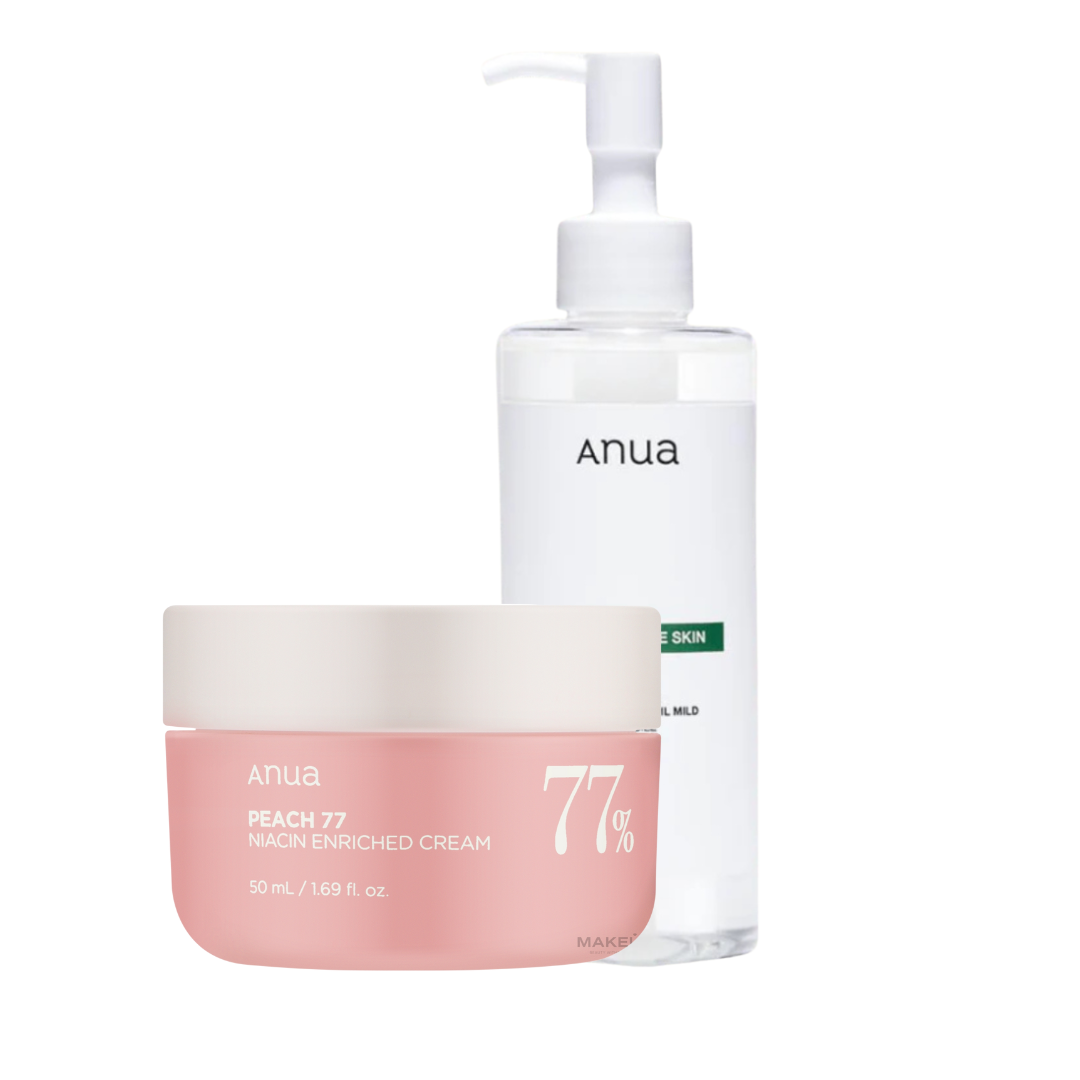 ANUA  77% Niacin Enriched Cream &  Pore Control Cleansing Oil Mild - Glam Secret