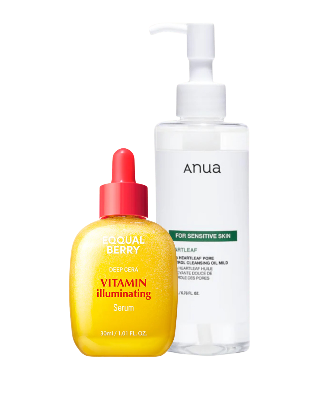 EQQUALBERRY Vitamin Illuminating Serum &amp; ANUA Heartleaf Pore Control Cleansing Oil Mild Set - Glam Secret