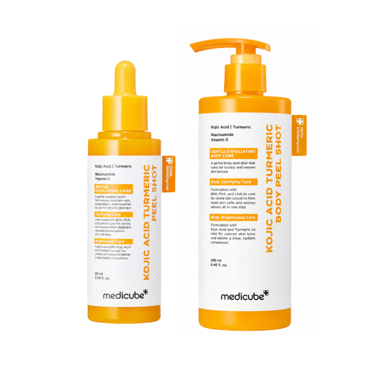 MEDICUBE Kojic Acid Turmeric Face & Body Peel Shot Set at glam secret