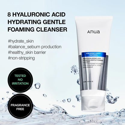 ANUA Hyaluronic Acid 8+ Panthenol Foaming Cleanser - Glam Secret