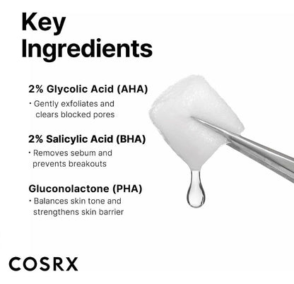 Cosrx The AHA 2 BHA 2 Blemish Treatment Serum 120gCotton padsGlam Secret