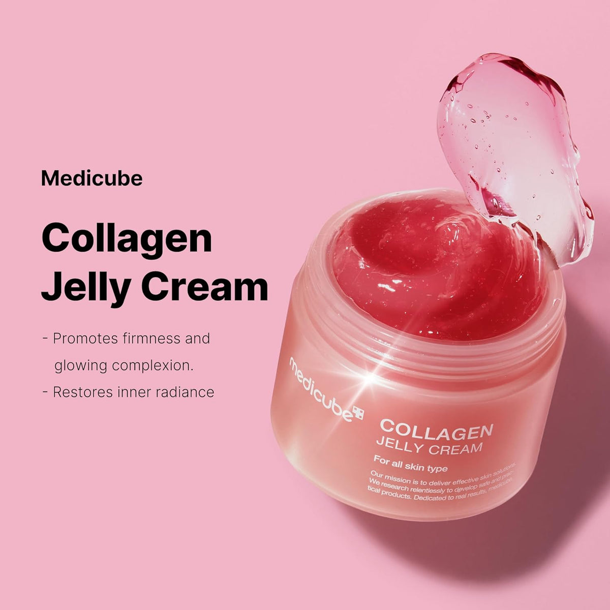 Medicube Collagen Jelly Cream in a 110ml jar, showing the smooth, hydrating cream texture with a clean, minimalist design.