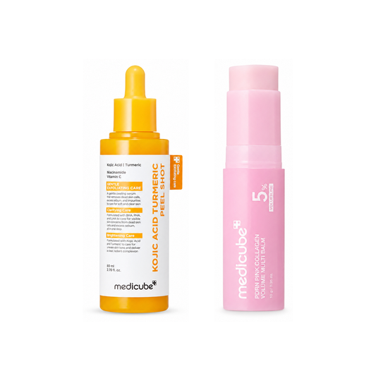 MEDICUBE Glow & Collagen Volume Duo Set with Kojic Acid Turmeric Peel Shot and PDRN Pink Collagen Volume Multi Balm