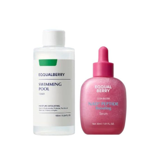 EQQUALBERRY - Swimming Pool Daily Facial Toner 155ml + NAD+ Peptide Boosting Serum 30ml - Set