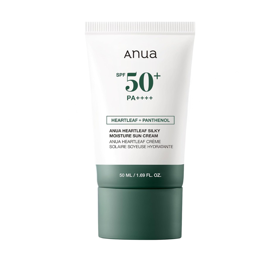 Anua heartleaf silky moisture sun cream spf50+ PA++++ 50ml - Glam Secret